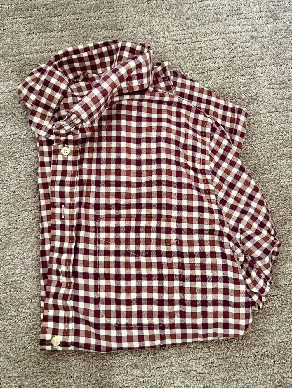 Gitman Brothers Burgundy and White Gingham Button-Down Shirt